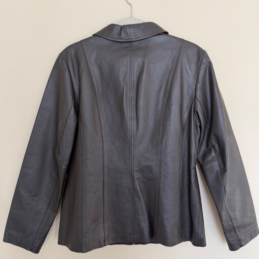 Vintage East 5th Women's Genuine Leather Jacket M Dark Brown Full Zip W/ Pockets - Picture 2 of 5